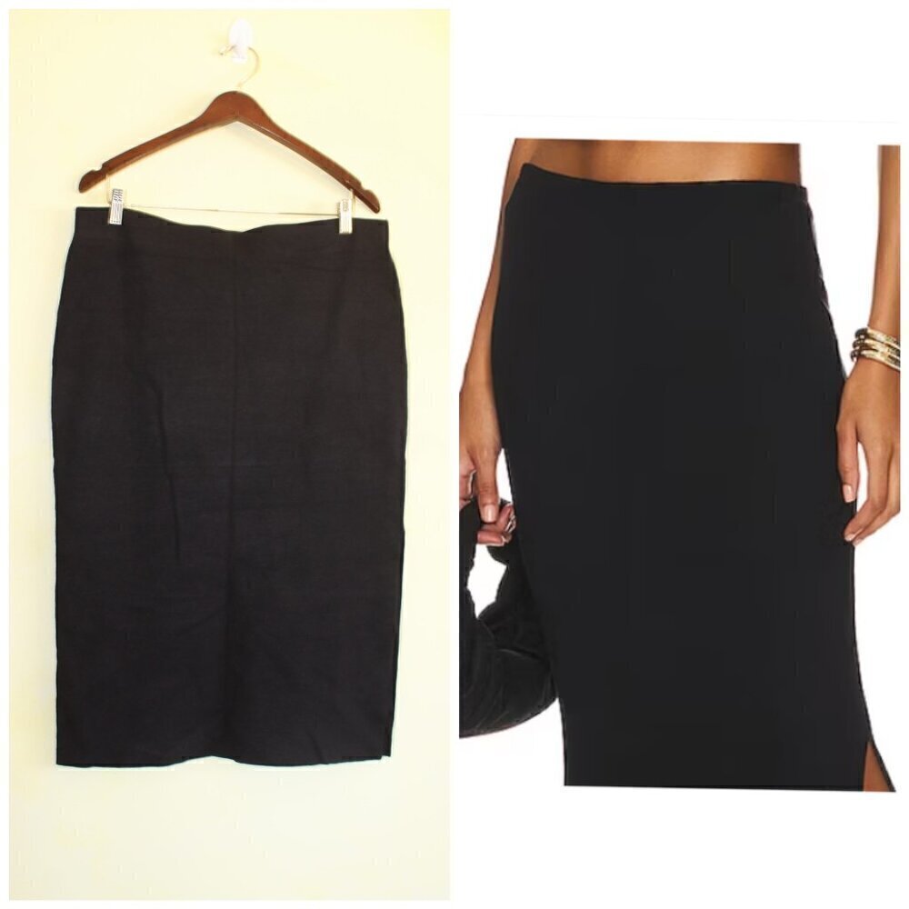 House of Harlow 1960 Black Ribbed Slit Pencil Skirt Size XL Office Work